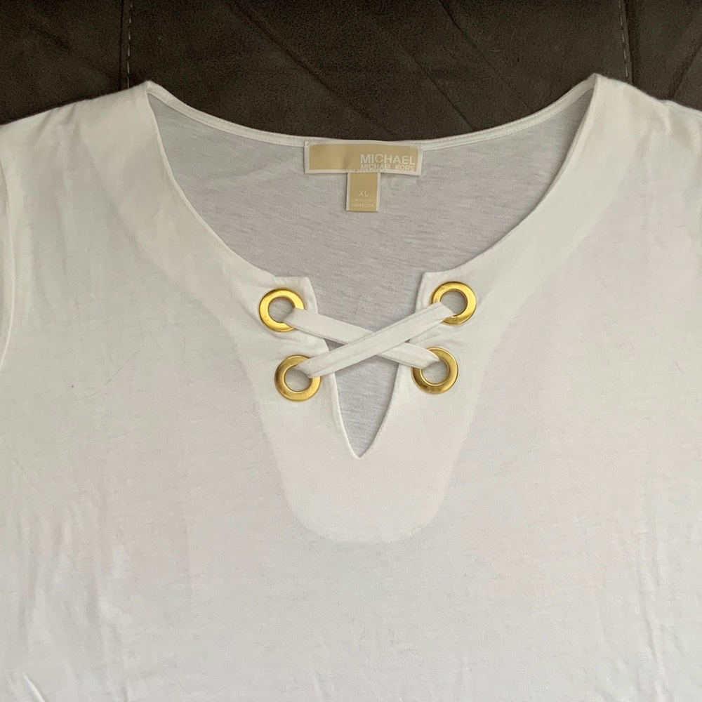 Michael Kors White Blouse with Gold Eyelets